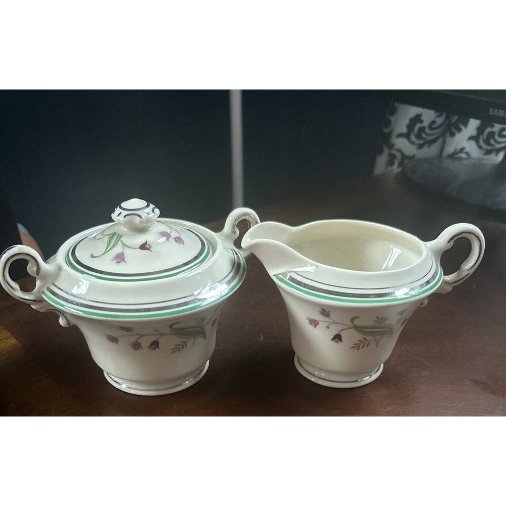 VTG Syracuse China Old Ivory Coralbel Sugar Bowl and Creamer Set